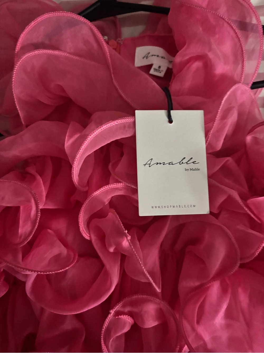 MARBLE Hot Pink Ruffled Cocktail Dress - Picture 2 of 4